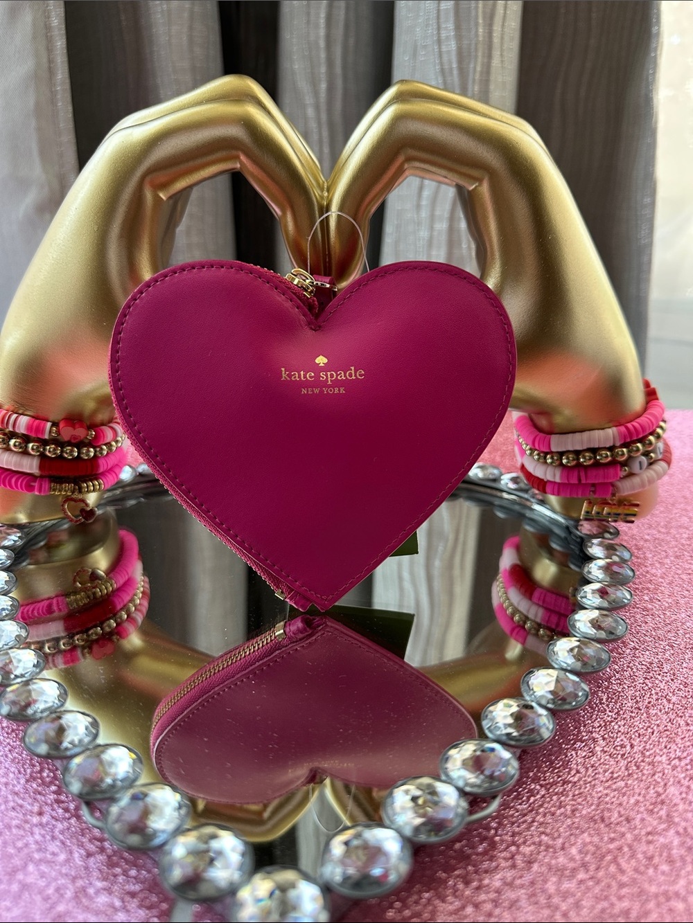 kate spade Heart-Shaped Mini Coin Purse - Fuchsia - Picture 1 of 5